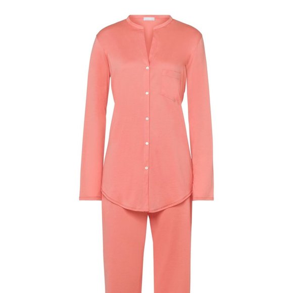 NewWT HANRO %100 COTTON DELUXE LONG SLV BUTTON FRONT PAJAMA L Made in Portugal - Picture 3 of 10